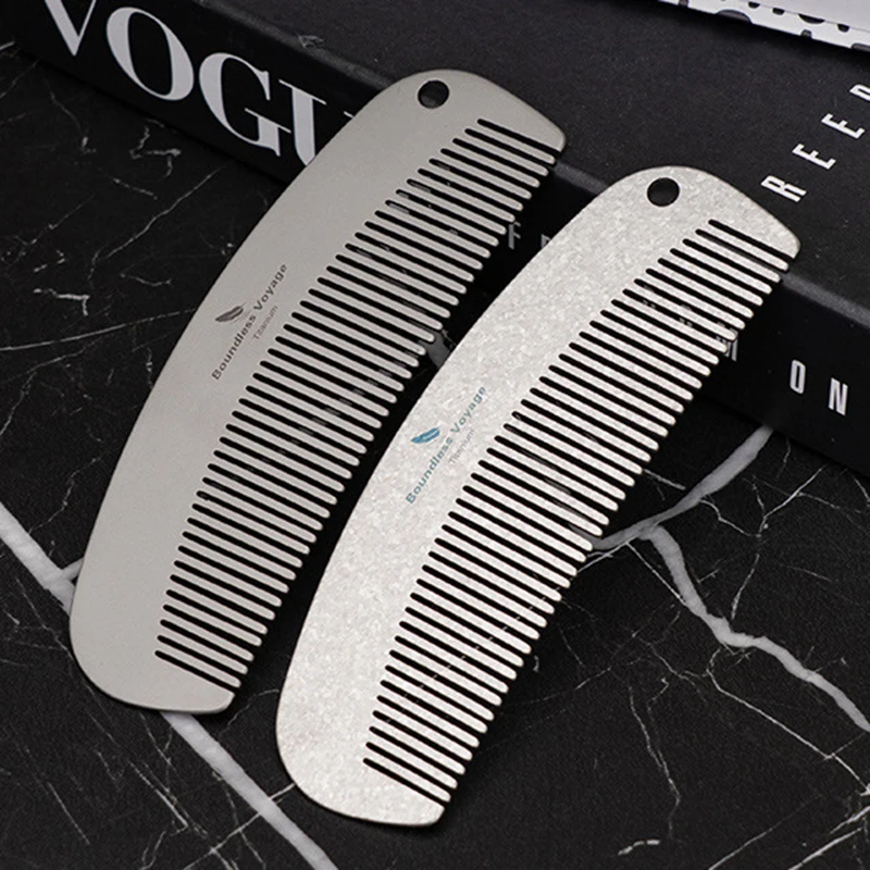 Pure Titanium Anti-Static Straight Comb, Ultralight Beard & Bangs Comb, Outdoor Pocket Edc Accessory