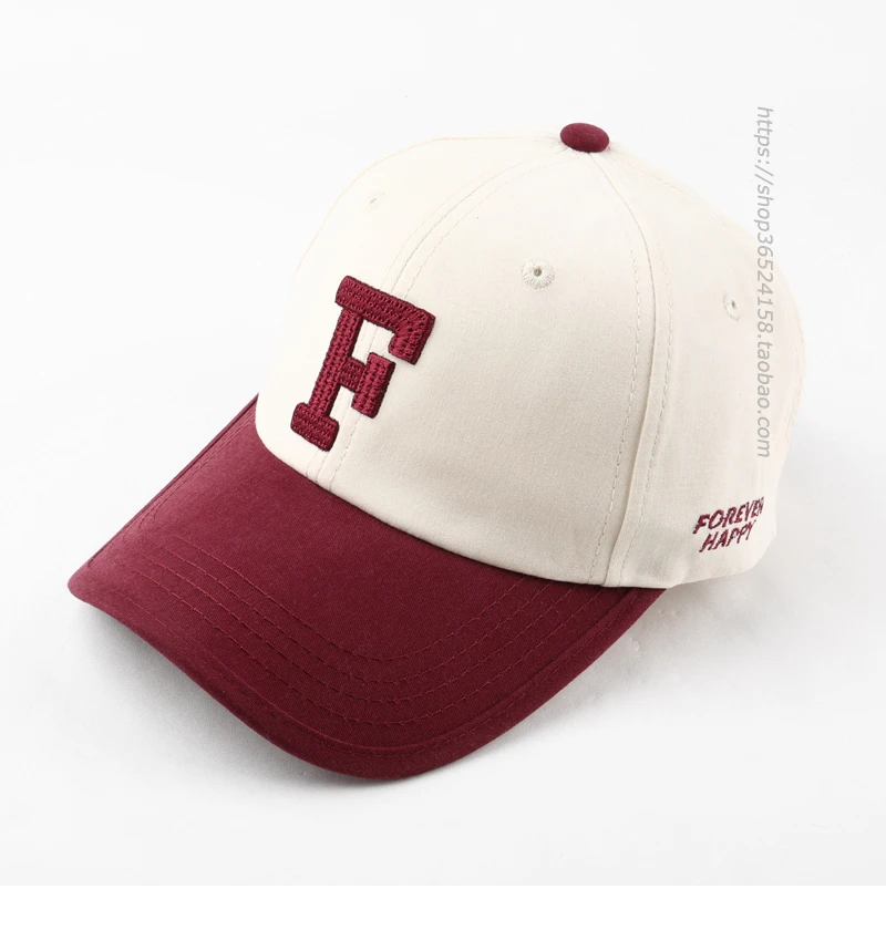 

Embroidered Letter Large F Casual All-Matching Baseball Cap Japanese Wide Brim plus-Sized Color Matching Peaked Cap for Women