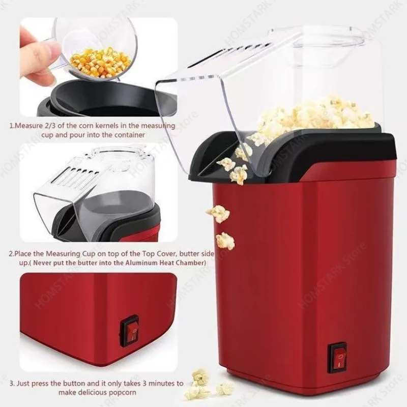 Mini Electric Hot Air Popcorn Maker Household Corn Popper Machine Home Kitchen Snack Appliance Daily Use Spare Accessory