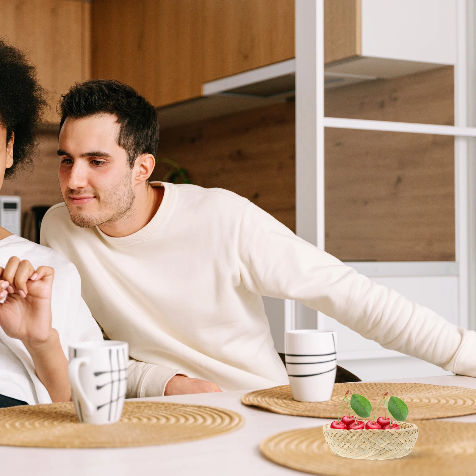 

3pcs Bamboo Weaving Snack Serving Basket Decorative Storage Basket For Fruits Vegetables Dessert Household Portable Food