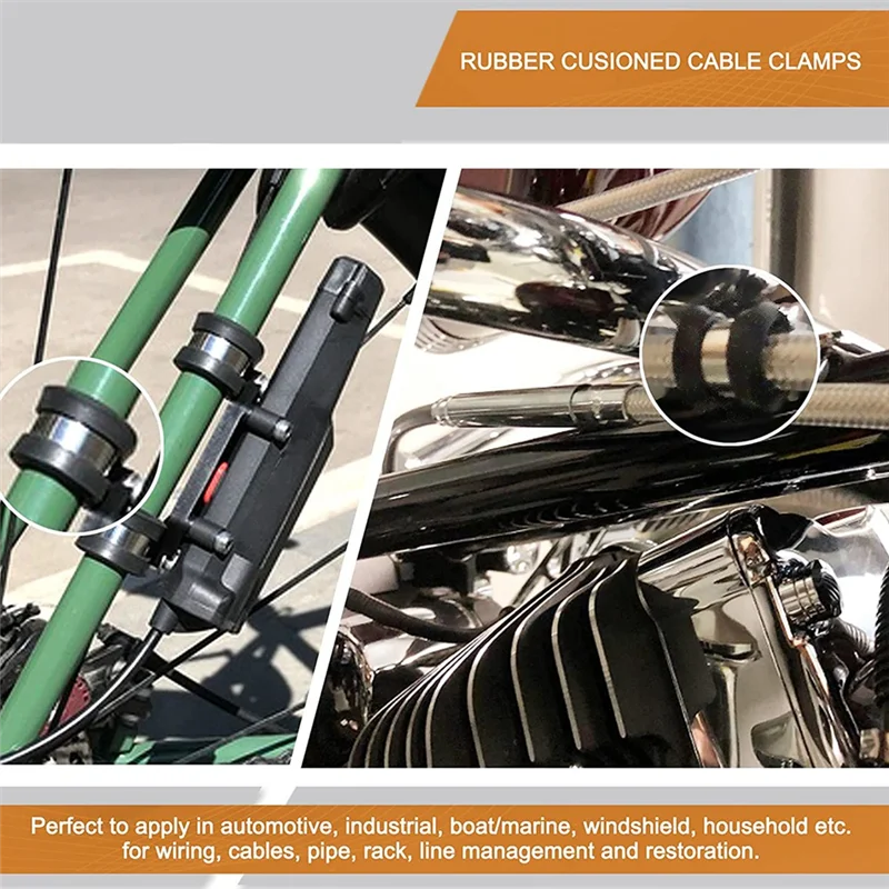 Cable Clamp Assortment Kit Stainless Steel Rubber Coated Cushioned Insulated Cable Clamp Automotive Wire Pipe Clamp