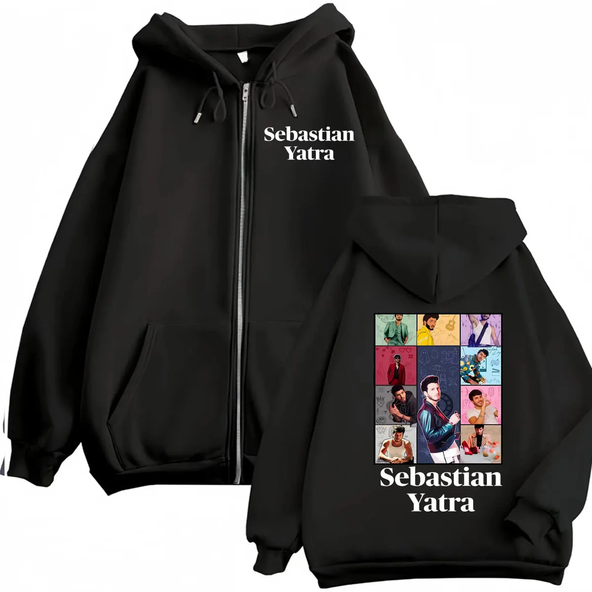 Sudadera con capucha y cremallera Sebastian Yatra Entre Tanta Gente Tour 2026 para hombre y mujer, estilo urbano, retro, cómoda, con cremallera