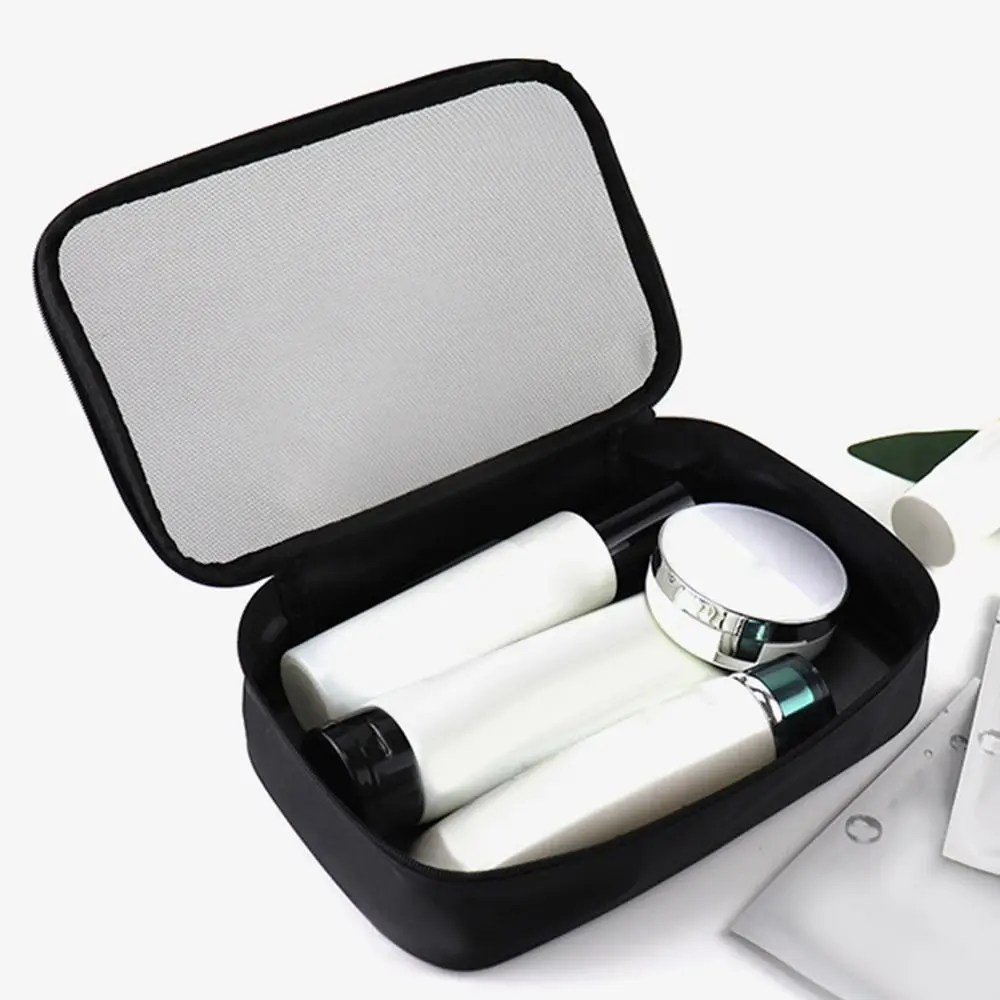 Portable Solid Color Transparent Cosmetic Bag Mesh Toiletry Bag Makeup Bag