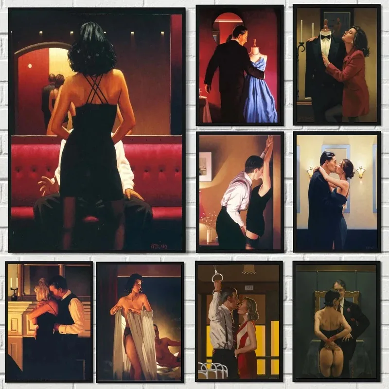 Jack Vettriano Classic Sexy Woman Portrait Nude Lover Poster Vintage Canvas Painting Wall Art Picture Erotic Home Room Decor