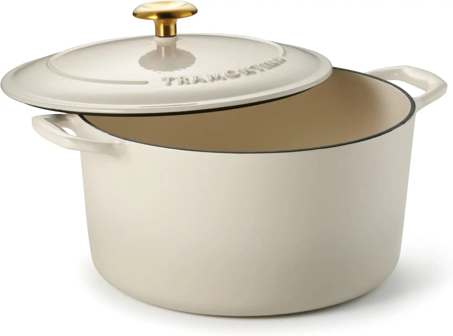 

Enameled Cast Iron Dutch Oven Pot with Lid, Round 6.5-quart, Latte (Gold Knob)