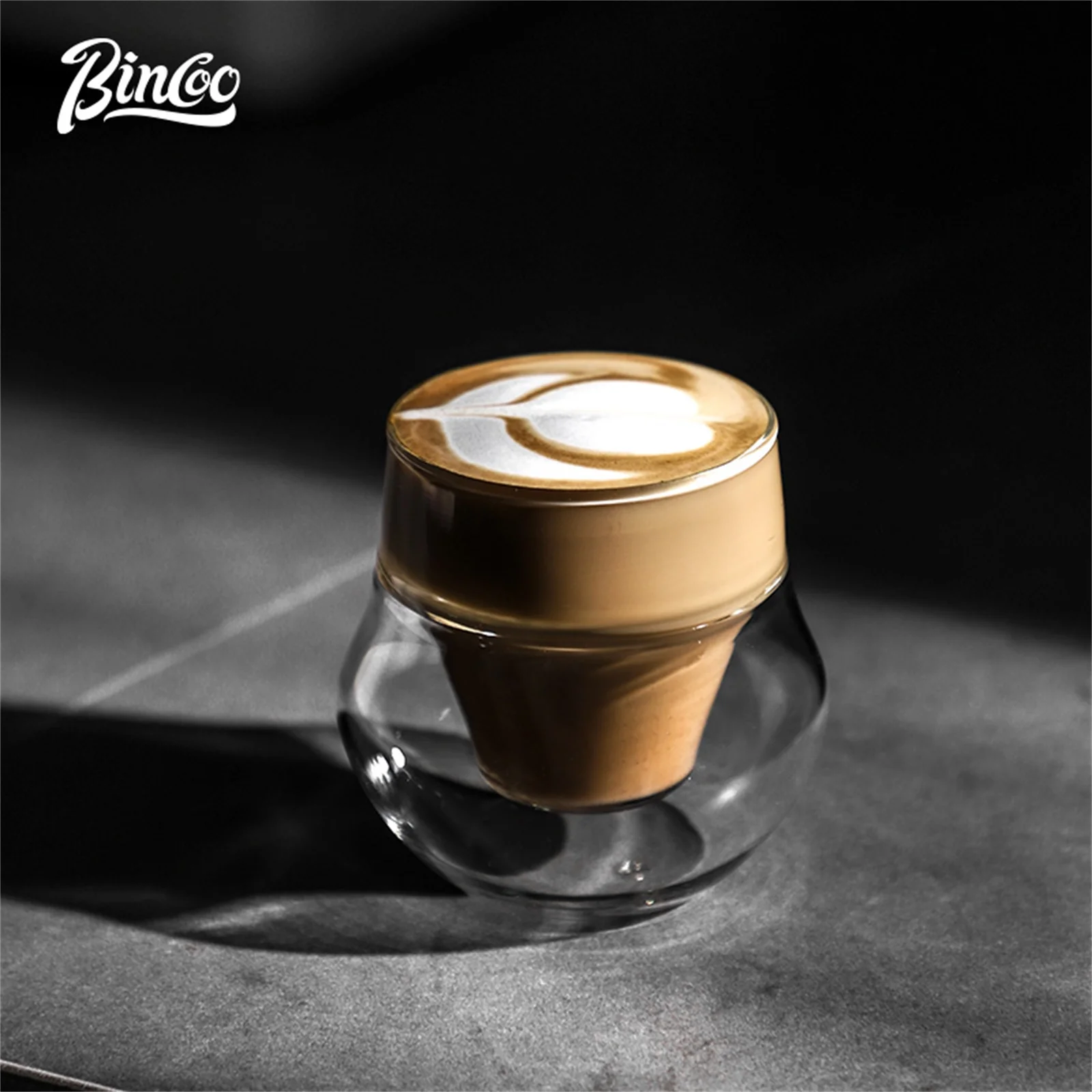 

Bincoo Double Wall Glass Espresso Cup 110ml Coffee Tasting Set with Handle Heat Resistant for Specialty Coffee