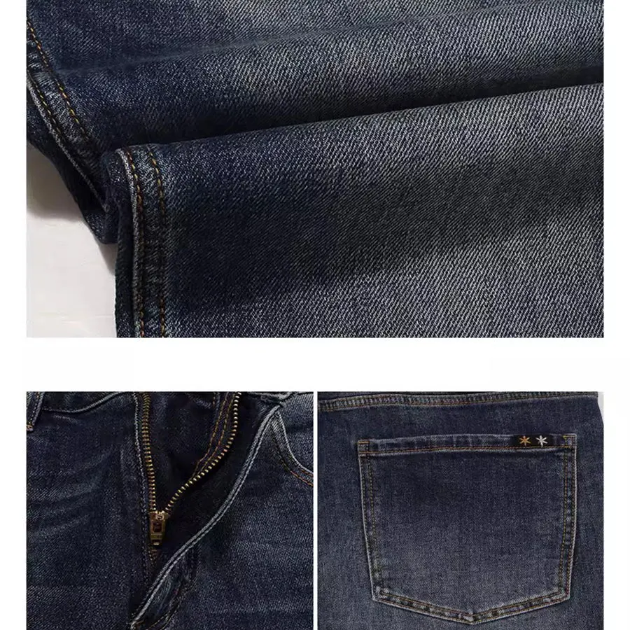 Fashion Designer Men Jeans High Quality Retro Washed Blue Elastic Slim Fit Vintage Jeans Men Smart Trousers Casual Denim Pants