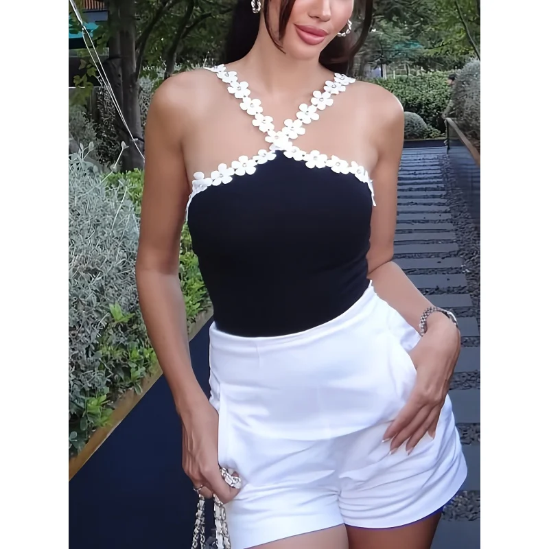 

New Women'S Fashion Short Sexy Lace Solid Color Versatile Bodycon Jumpsuit