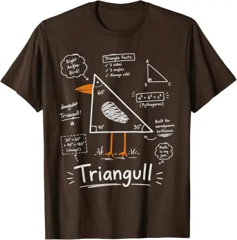 Y2k Mathematik Geometrie Persönlichkeits-T-Shirts, Dreieck Möwe Vogel Wortspiel Lustiges Geometrisches T-Shirt aus Weicher Baumwolle – Detail 8