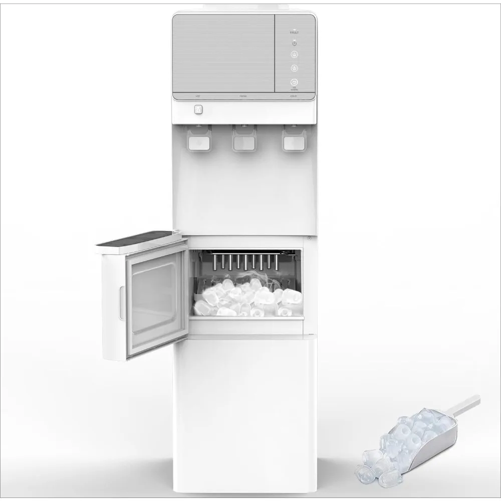 

3-in-1 Top-Loading Water Dispenser with Ice Maker,Hot and Cold Water Cooler for 3 or 5 Gallon Bottle,Includes Child Safety Lock