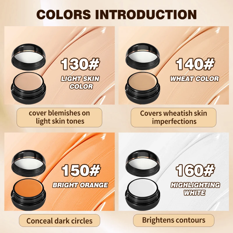 1pc 컨실러, 내구성이 뛰어난 방수, 경량, 결함, 검은 눈 서클 및 흉터를 커버하고 완벽한 안색을 보여줍니다.