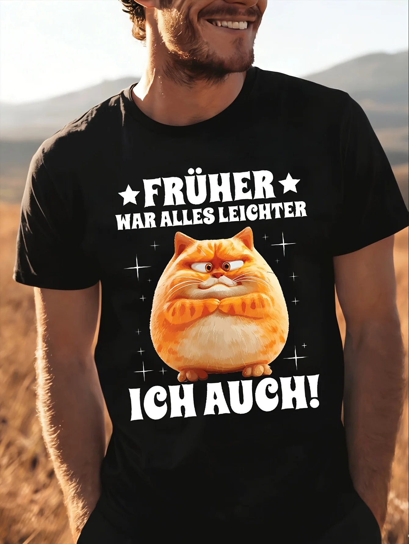 In The Past Everything Was Easier Including Me a Chubby Cat Humorous Quote in  for men women And  Unisex All T-Shirt