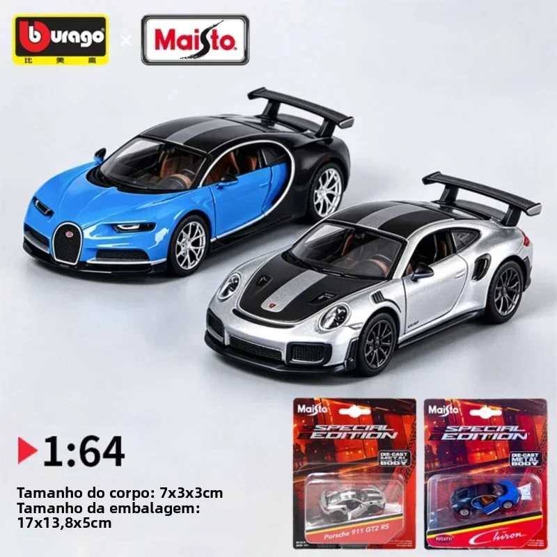 Maisto 1:64 Escala Porsche 911 GT2 RS Modelo de Carro em Liga Fundida Simulação Supercarro Coleção Decoração Brinquedo Infantil Presente