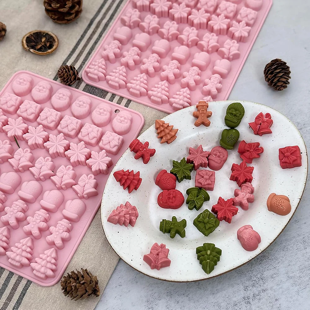 Mini Christmas Molds,Silicone Christmas Tree mold, Gingerbread Man Mini Gummy Mold for Baking Cookies,Pudding, Jelly,Dog Biscuit