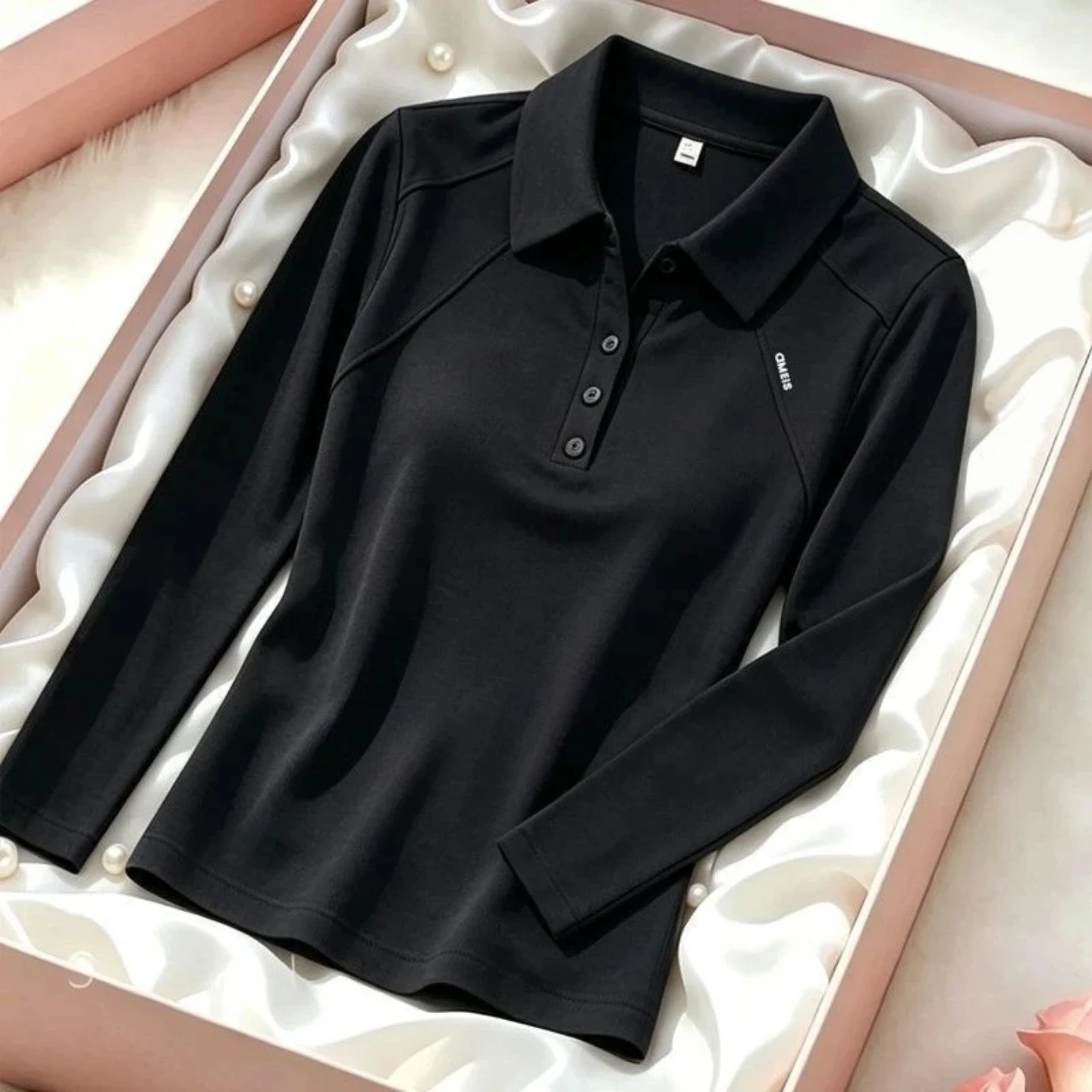 95 Cotton Long Sleeve Pure Color  Shirt Women's Spring Autumn Style Commute Fashionable Top Breathable Sweat Absorbent