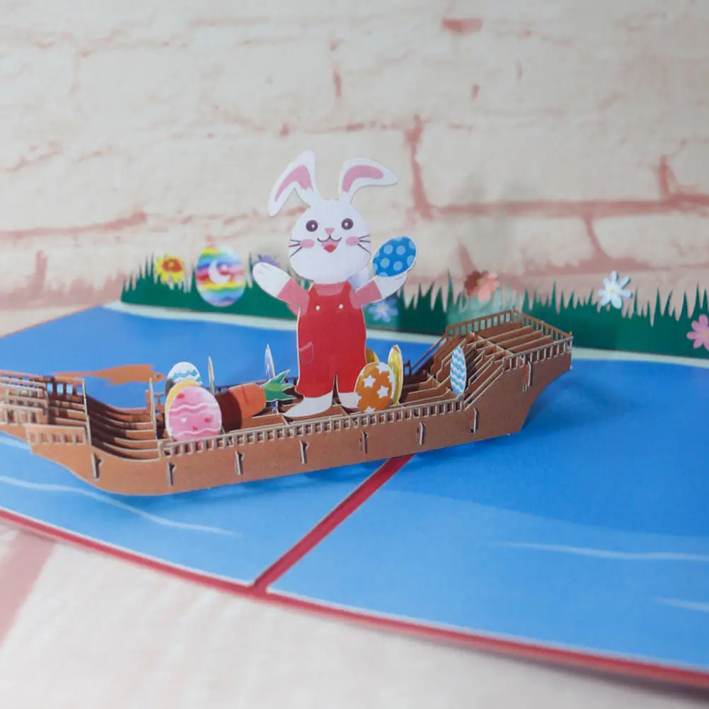 

Pop Up Greeting Card 3D Bunny Design for Easter Christmas Thanksgiving Party Favor Present for Loved Ones 3D Greeting Card