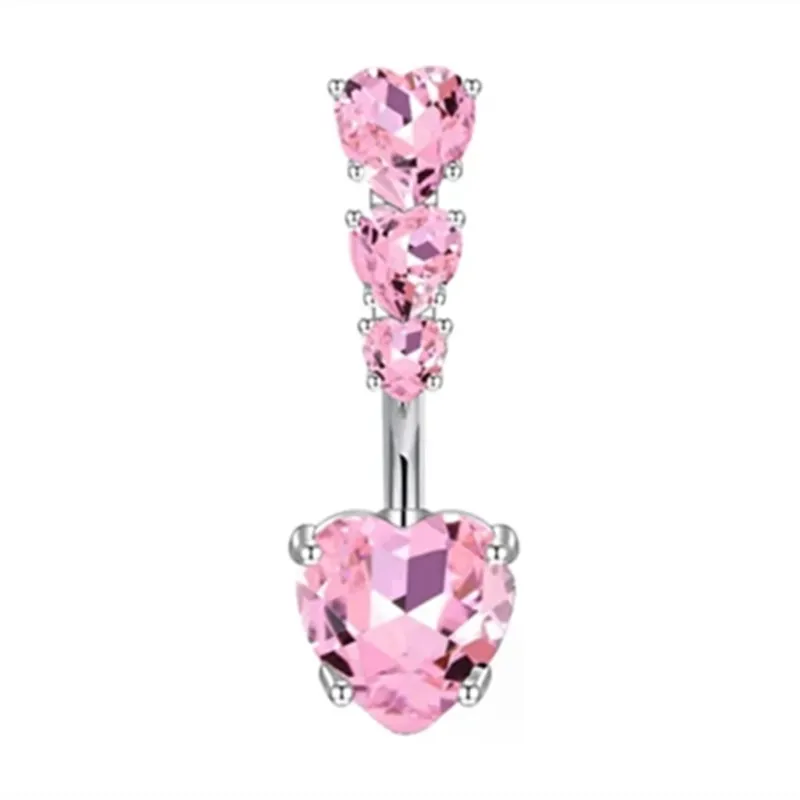1PCS Rosa Krone Bauchnabel Ringe Schmuck Edelstahl Herz Nabel Piercing Barbell Kristall Nette Bauch Ringe Für Frauen Mädchen