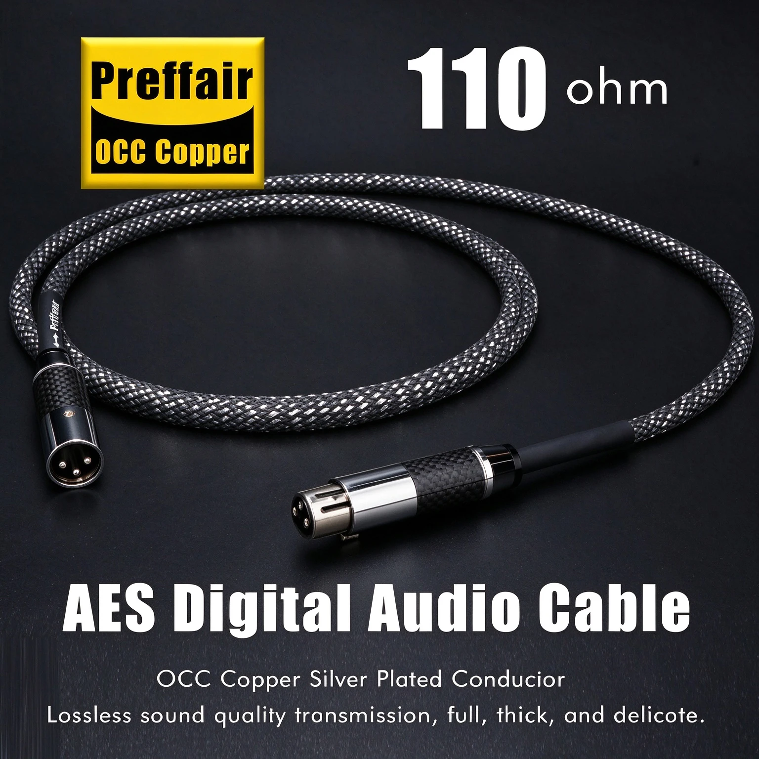 AES/EBU Coaxial Digital Cable 110ohm OCC Silver Plated Hifi XLR Cable Carbon Fiber Xlr Connector Plug Audio Balanced Wire