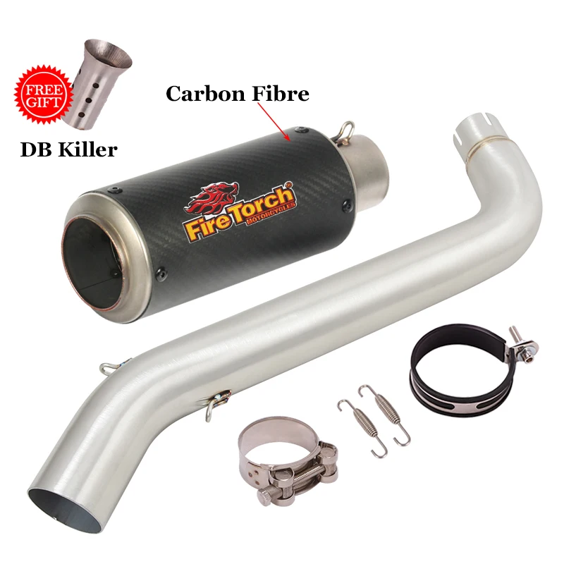 Motorcycle Exhaust System GP Escape Middle Link Pipe 51mm Bike Muffler Moto DB Killer Slip On For VOGE DS525X DS 525X 2023 2024