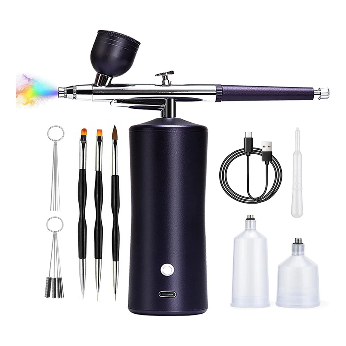 Airbrush Kit with Compressor,20-30PSI AirBrush with 0.3mm Nozzle for Painting, Tattoo, Nail Art, Model Coloring,Black