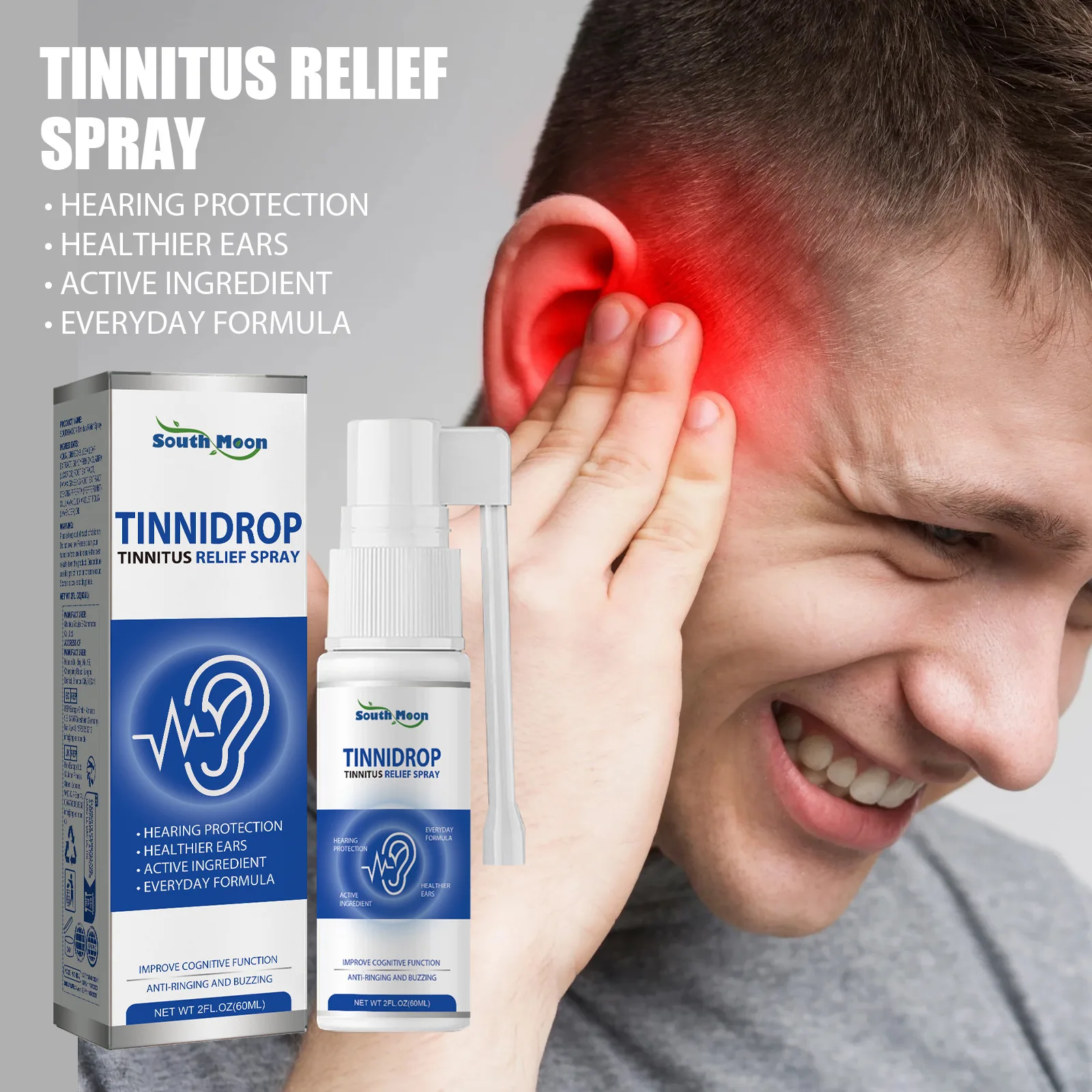 Spray para aliviar el Tinnitus, cera para los oídos limpia, Tinnitus, sordera, alivio del dolor, picazón, mejora la escucha, protección auditiva, líquido de limpieza del oído