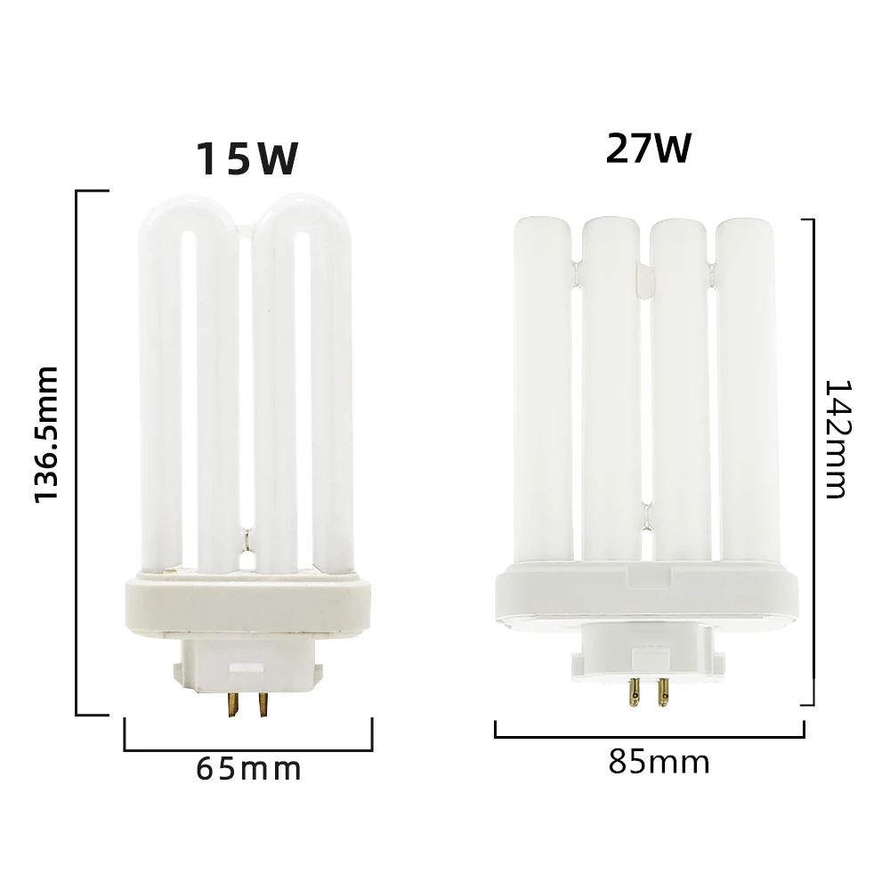 AC220V-240V Four Pins G10q Fluorescent Light Tube 15W 27W Square Needles Eye-Protection LightTubes 6500K Energy Saving Lamp