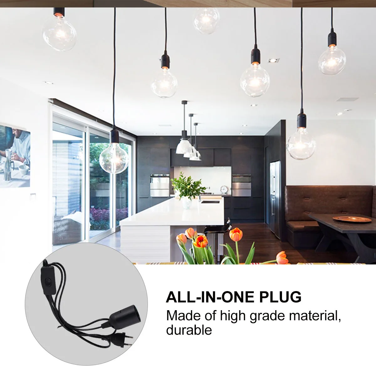 

Power Cable E27 Lamp Holder 303 Eu Plug Black 1.8m Extension Cord LED Bulb Cable Socket for Indoor Lighting Use
