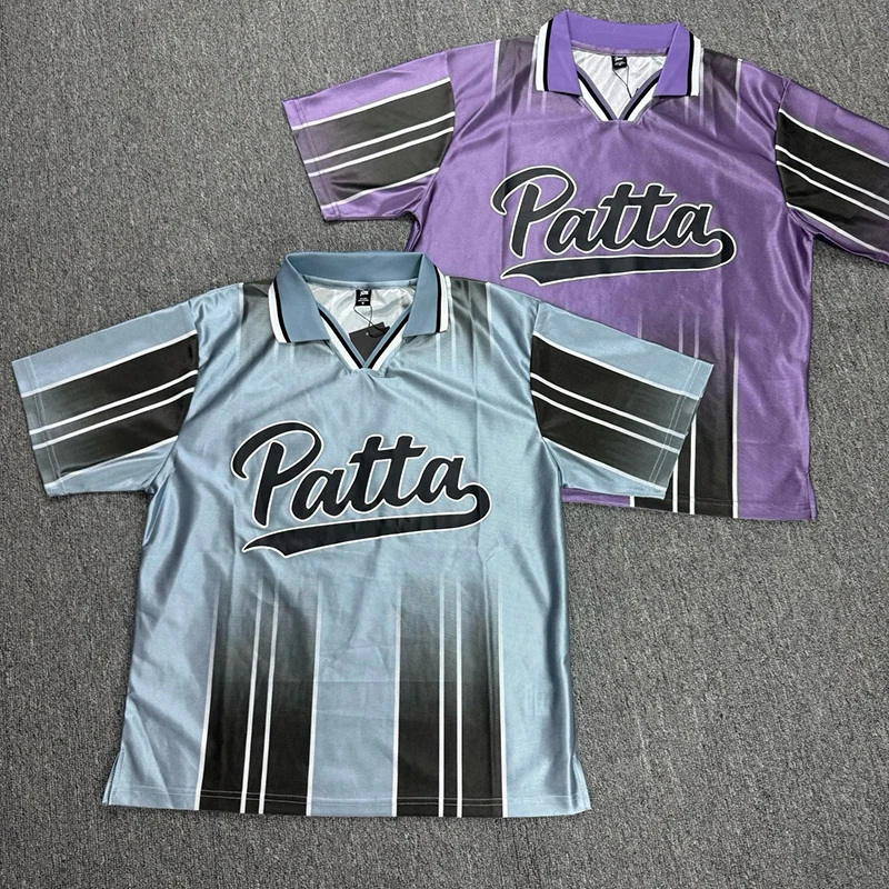 Street Harajuku Style Patta V-neck Short Sleeve Football Jersey Summer Sports Loose Breathable Men's Women's Trend T-shirt