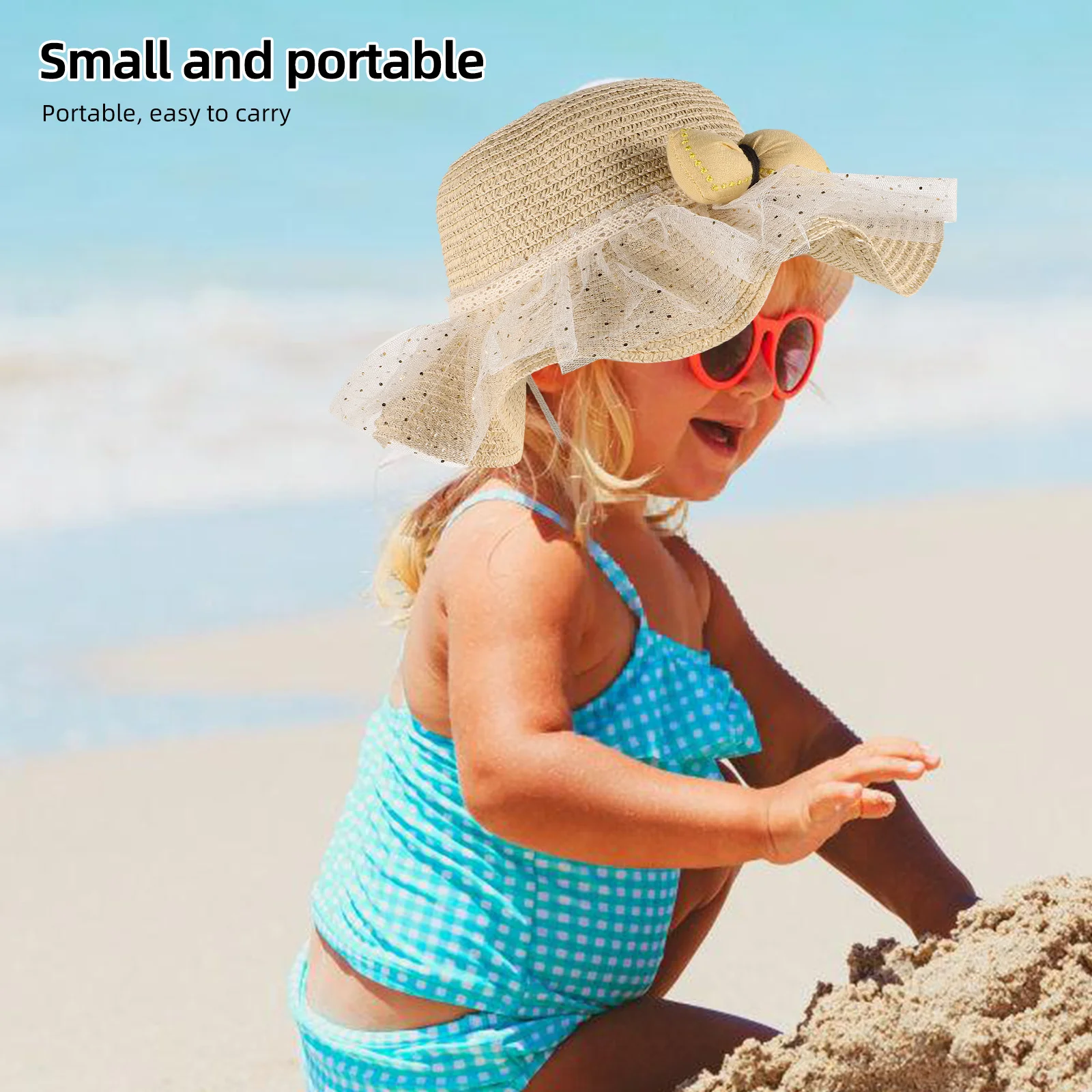 

Kids Summer Straw Sun Visor Hat Lightweight Breathable Uv Protection Girls Beach Hat Outdoor Activities Straw Hats for Kids
