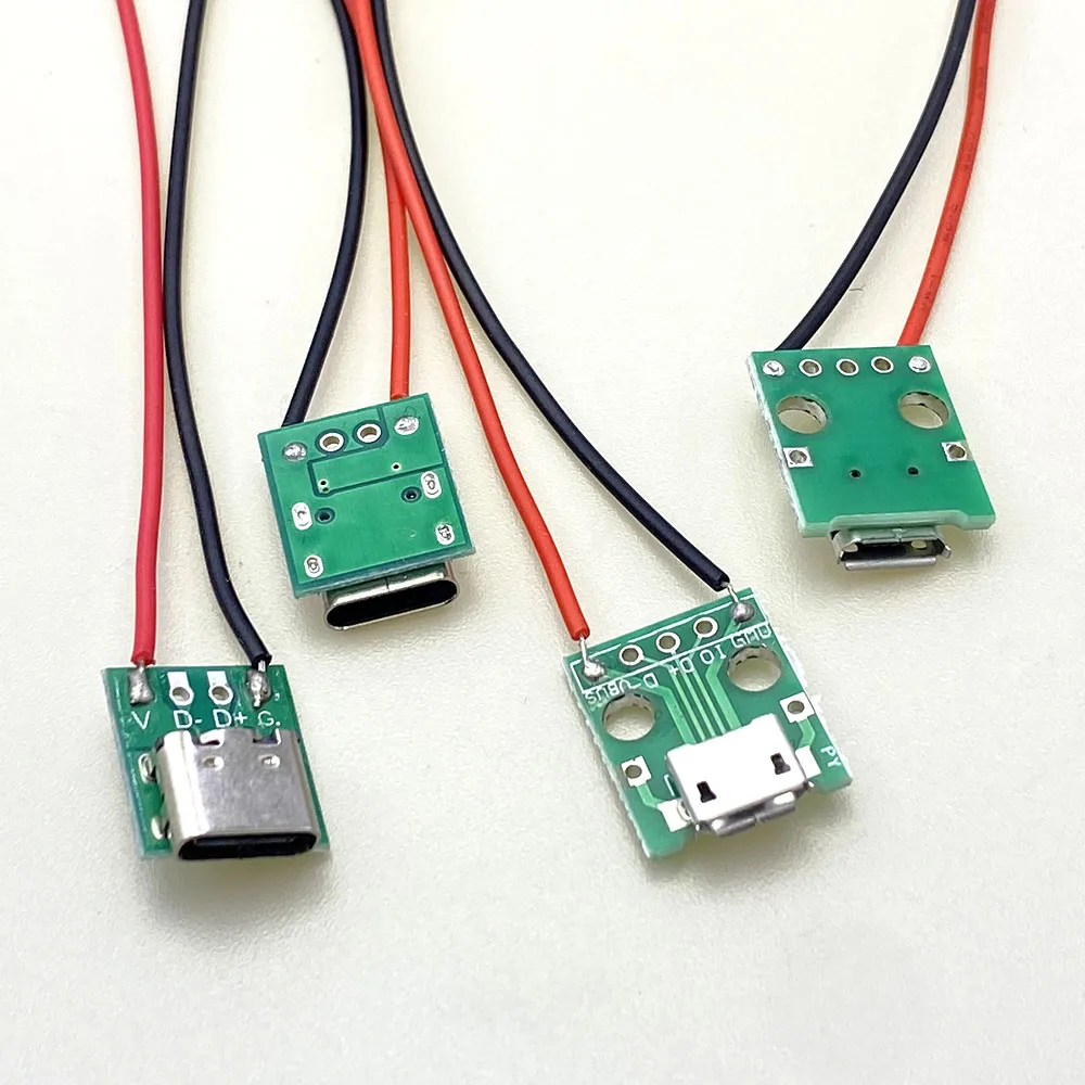 Conector hembra Micro USB a DIP, placa de ruptura, Cable de carga, placa de soldadura, enchufe tipo c PCB con adaptador convertidor de Cable