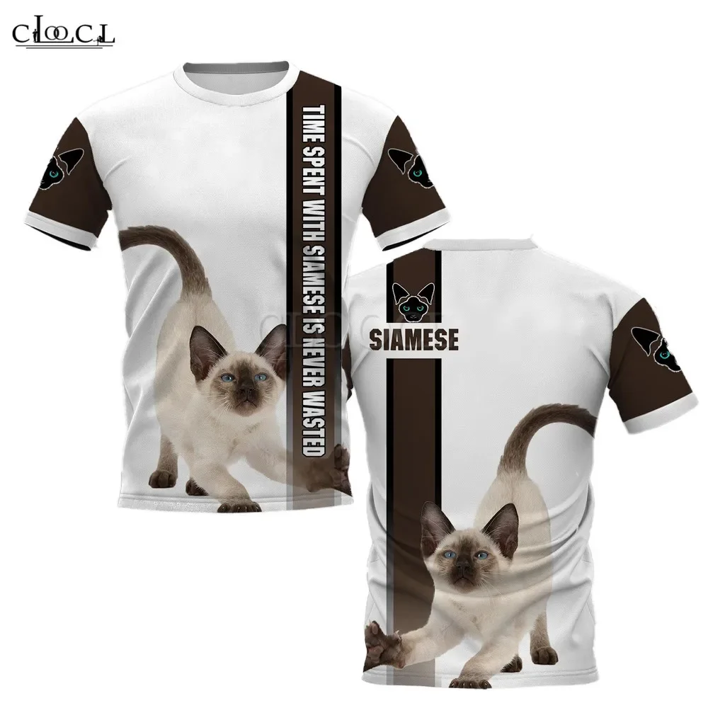 HX  Cats Bengal T-shirts Time Spent With Cat 3D Printed Tees Short Sleev Shirts Fashion Streetwears Dropshipping