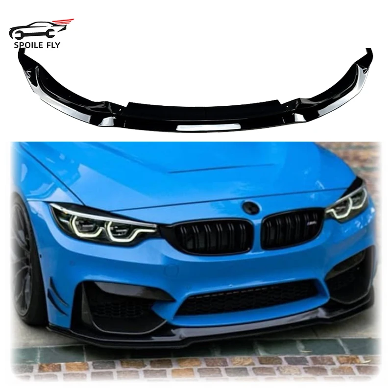 Front Bumper Spoiler Lip Body Kit, preto brilhante, acessórios de fibra de carbono, divisor para BMW F80 M3 F82 F83 M4, 2015 a 2020