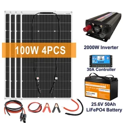 2000W Solar panels system Kit Dual USB Output 12V With 30A Controller Solar plate  For home-appliance smart life free energy