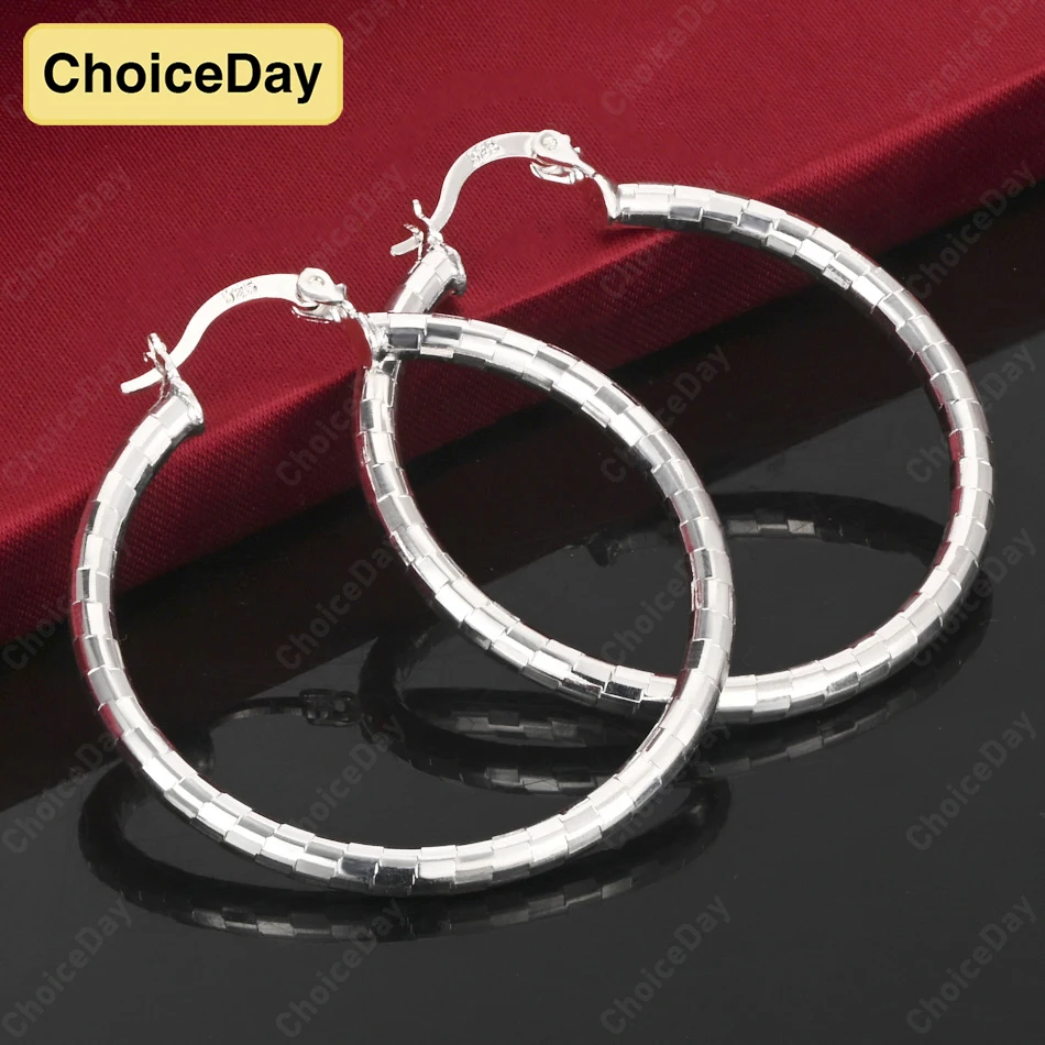 

ChoiceDay 925 Sterling Silver 40mm Delicate Round Earrings Women Girlfriend Accessories Gift Jewelry Party