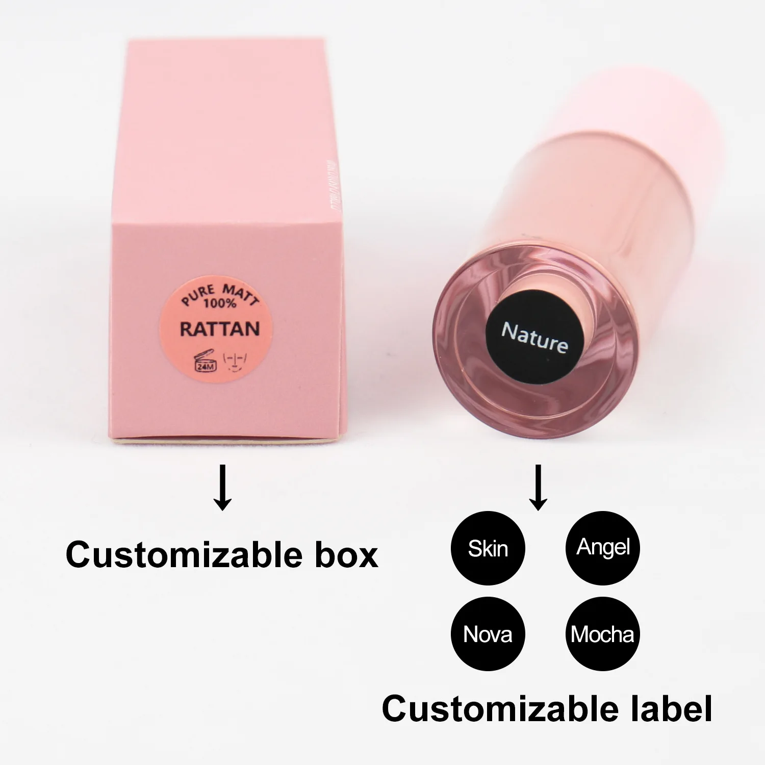 Private Label Lipgloss Lipstick Roze Mollige Ronde Buis Lip Make-up Aangepaste kleur Hydraterende Glanzende Lipstick OEM Schoonheidsproduct