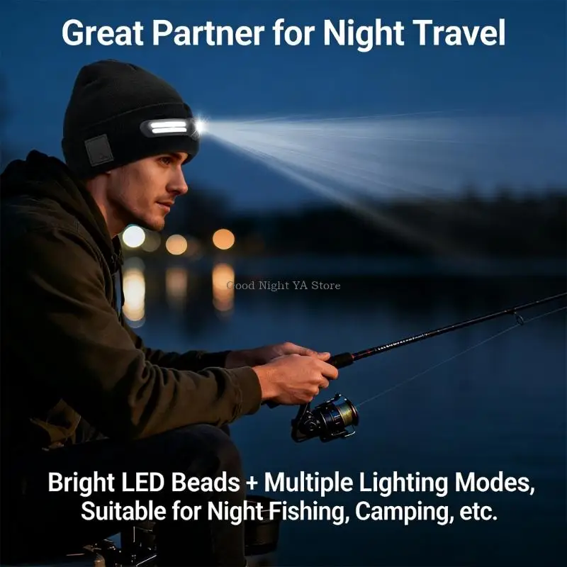  LED Light Rechargeable Knit Cap For Enhancing Visibility In Dark Conditions During Night Camping Christmas Gift for Men