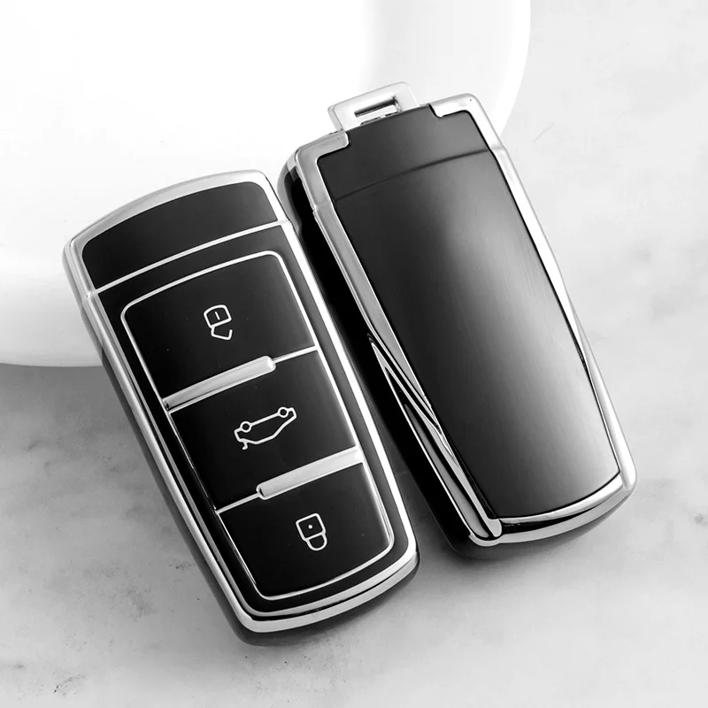 Silver Tpu Car Key Case Cover Keychain for Volkswagen VW Passat CC 3C B5 B6 B7 B7L R36 Maogotan Control Remote Accessories 3bt