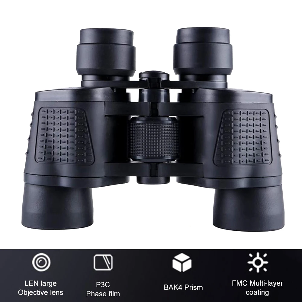 Portable FMC Optical 80X80 HD Binoculars Telescope 5000M Long Range High Power Binoculars for Hunting Camping Tourism