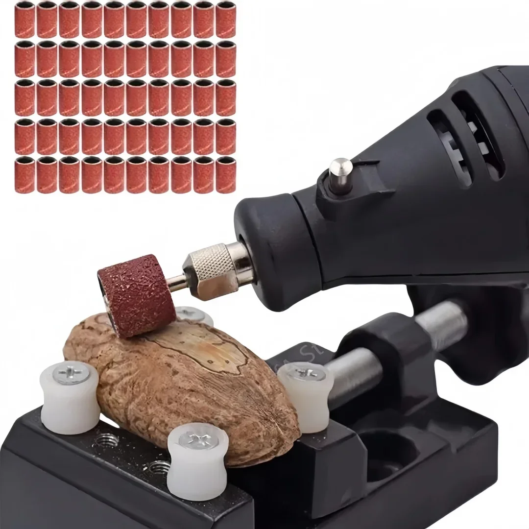 50pcs Nail Art Sanding Drums Kit Sanding Band Sand Mandrels 80120/240Grit Fit for Metal Polisher Nail Drill Rotary Abrasive Tool