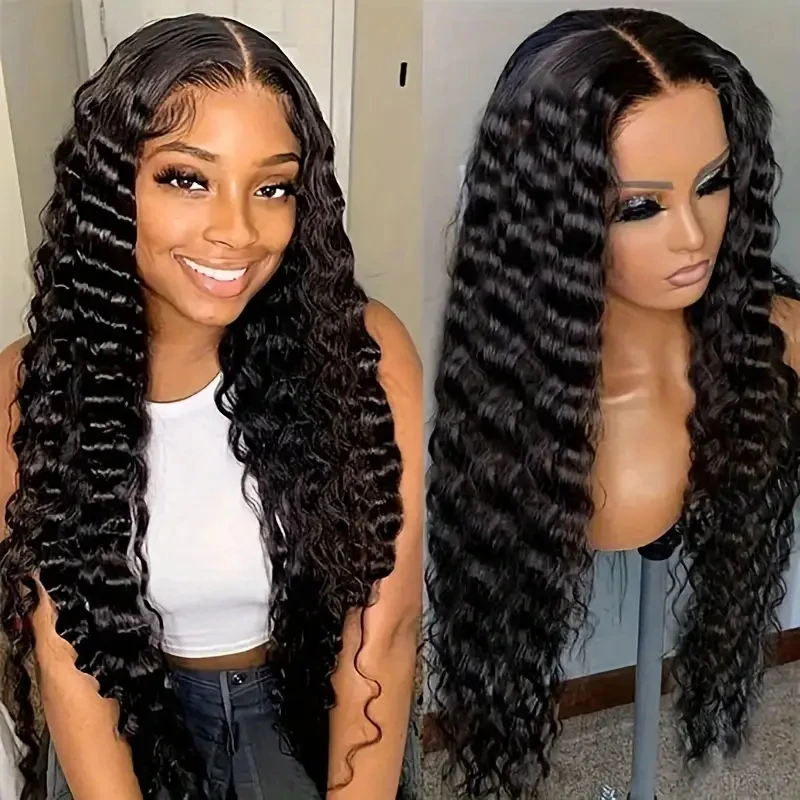 

Alimice 5x5 Deep Wave 5x5 Lace Frontal Human Hair Wigs Loose Deep Wave Lace Front Wig Curly 5x5 Closure Wig For Women