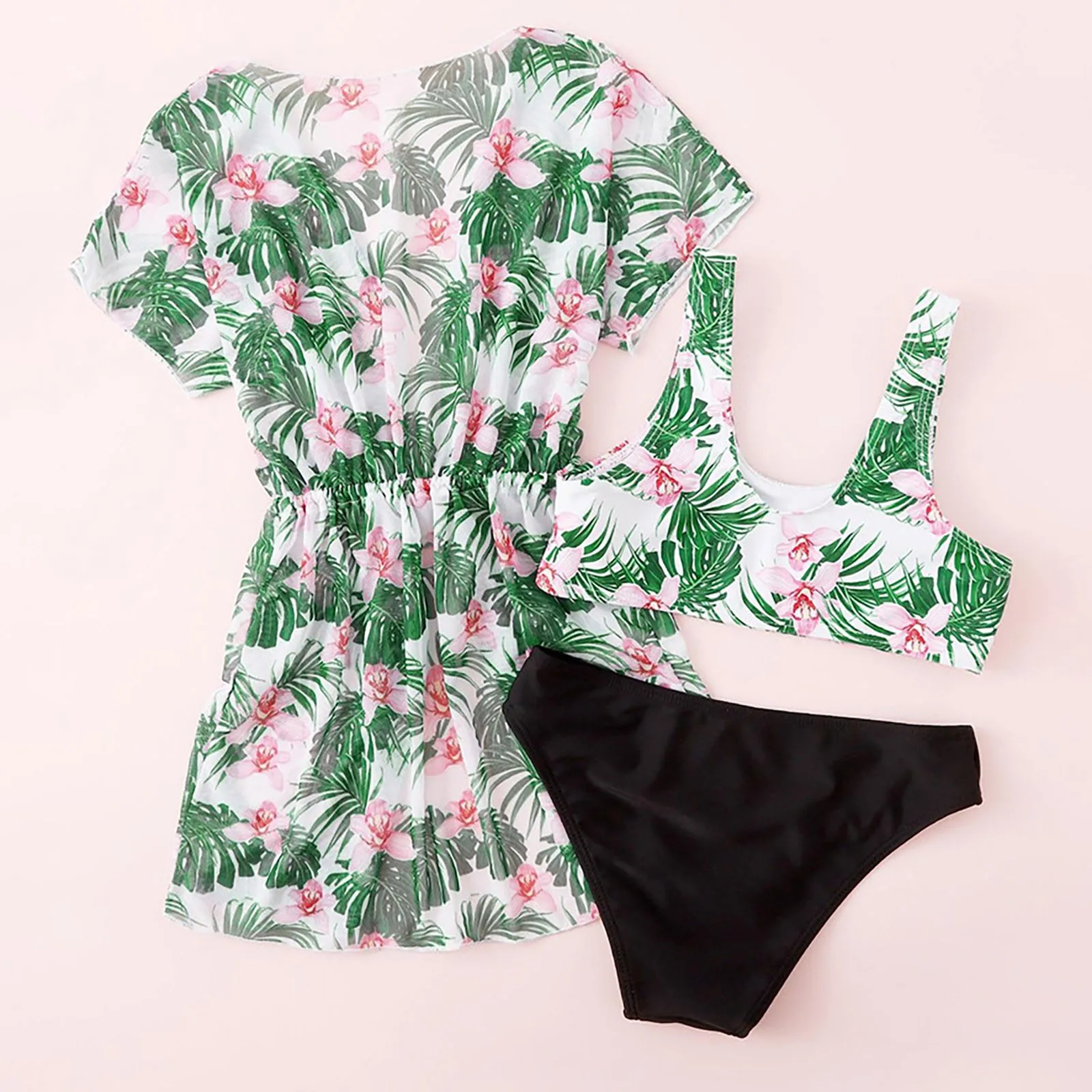 

Swimwear Girls Size 12 Girl's Swimsuit Three Piece Leaf Print Swimsuit For 6 To 14 Years Swimming Bathing Suit for Toddler Girls