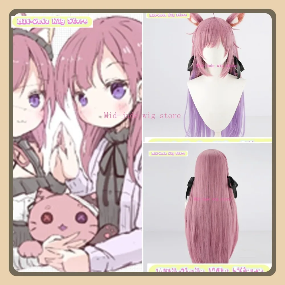 Sklep z perukami Mid-jade Mikeneko Peruka Cosplay Kotka z Uszami Anime Gra Fabularna Halloween Party Syntetyczna Peruka
