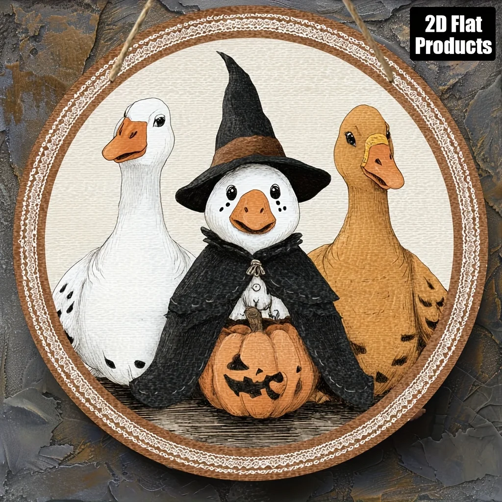 2D Flat, 1pc Round Wooden Decorative Sign, 