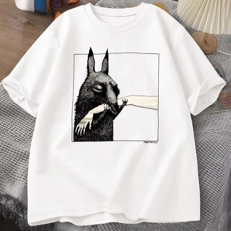 Funny Creature Bite Hand T Shirt Animal Lover Tshirt Crewneck Short Sleeve Fashion Harajuku Casual Street Tees Aesthetic Tops
