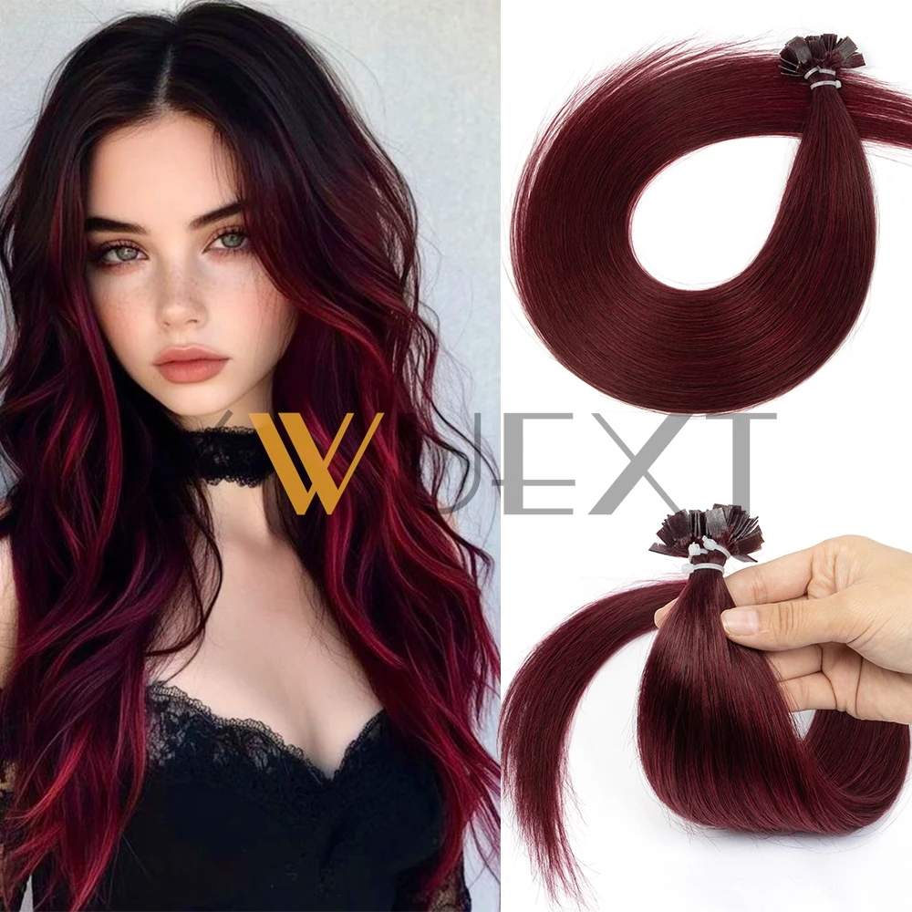 

YWUEXT Flat Tip Hair Extensions Human Hair Keratin Tip Hot Fusion Human Hair Extension 30g/pack Light Wight Thin Ends 12''-20''