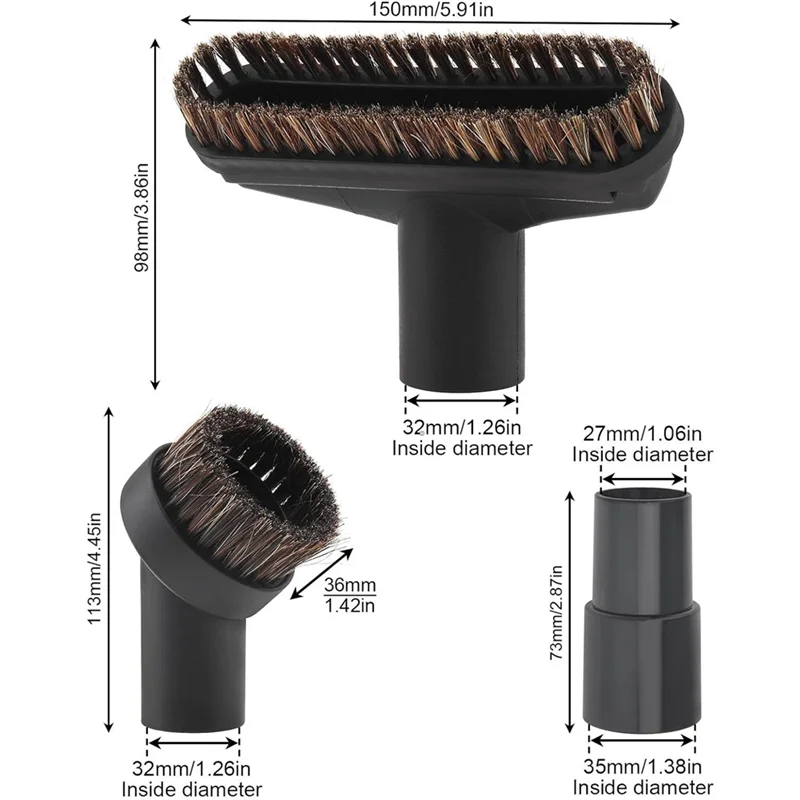 Вакуумные щетки FZFZ Вакуумная насадка, щетки для пола, круглые щетки с адаптером от 1,06 до 1,37 дюйма, прочная щетка с вакуумной головкой