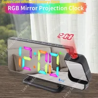 Projection Large Mirror Screen Alarm Smart LED Display Projection Clock with RGB Lighting for Bedside Nightstand Desk No battery