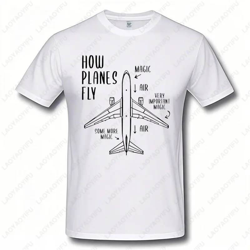How Planes Fly T-shirt Engineer Pilot TShirt Funny Heartbeat Aircraft Pattern Printed T Shirt Cotton Men Women Summer Cool Tees - Image 2