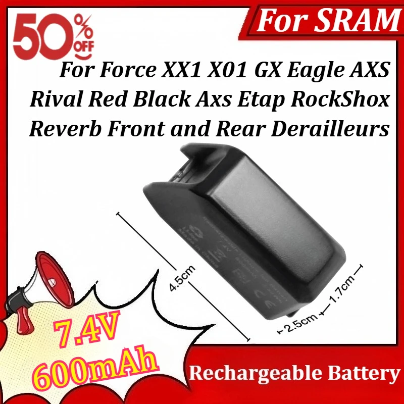 7.4V 600mAh for SRAM Force XX1 X01 GX Eagle AXS Rival Red Black Axs Etap RockShox Reverb Front and Rear Derailleurs