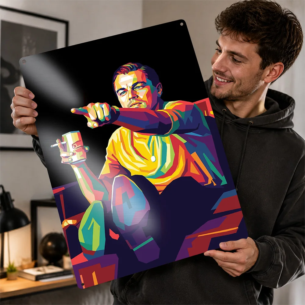 Leonardo DiCaprio Pointing Meme 3D Texture Metal Poster Customized Wall Art Tin Sign Gift for Mancave Decoration Room Wand Deko